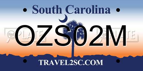 OZS02M South Carolina License Plate