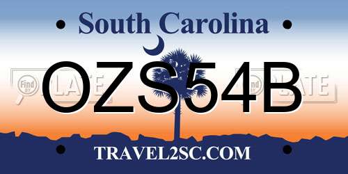 OZS54B South Carolina License Plate