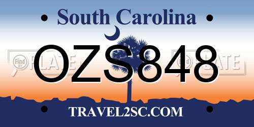 OZS848 South Carolina License Plate