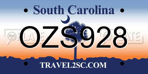 OZS928 South Carolina License Plate
