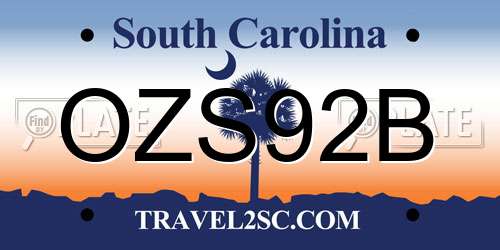 OZS92B South Carolina License Plate