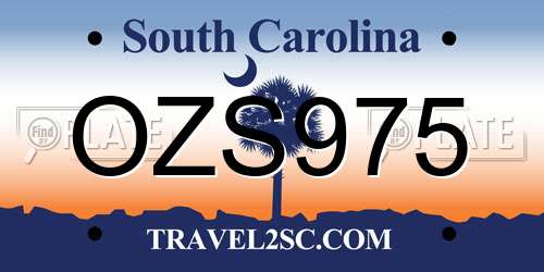 OZS975 South Carolina License Plate