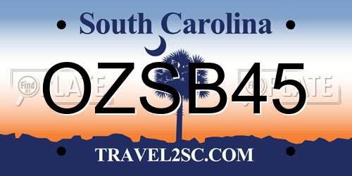 OZSB45 South Carolina License Plate