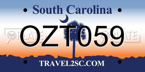 OZT059 South Carolina License Plate