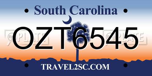OZT6545 South Carolina License Plate