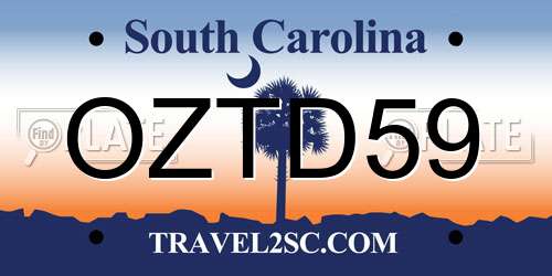 OZTD59 South Carolina License Plate