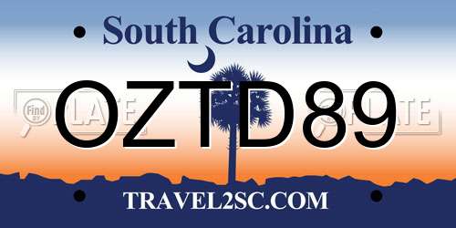 OZTD89 South Carolina License Plate