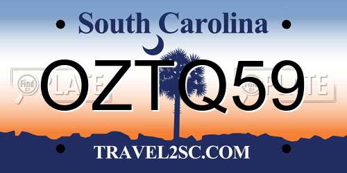 OZTQ59 South Carolina License Plate