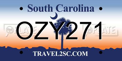 OZY271 South Carolina License Plate