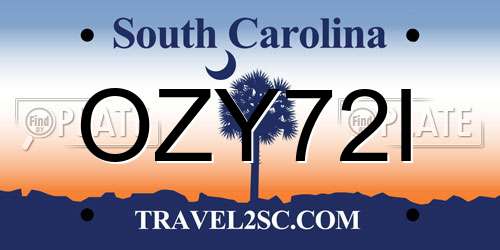OZY72I South Carolina License Plate