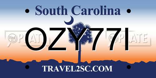 OZY77I South Carolina License Plate