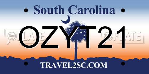 OZYT21 South Carolina License Plate