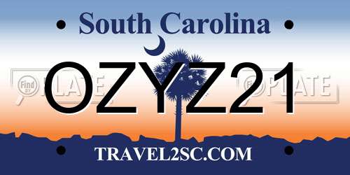 OZYZ21 South Carolina License Plate
