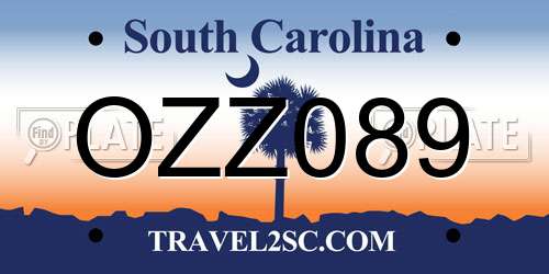 OZZ089 South Carolina License Plate
