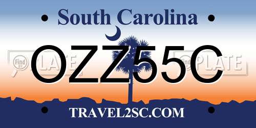 OZZ55C South Carolina License Plate