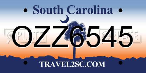 OZZ6545 South Carolina License Plate