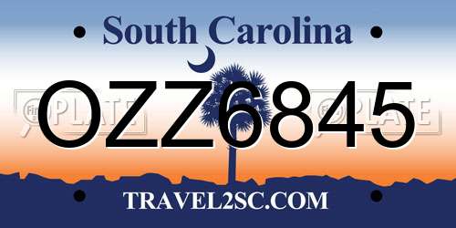 OZZ6845 South Carolina License Plate