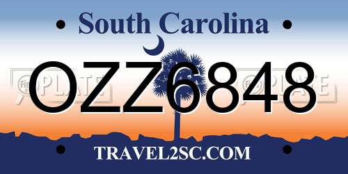 OZZ6848 South Carolina License Plate