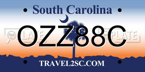 OZZ88C South Carolina License Plate