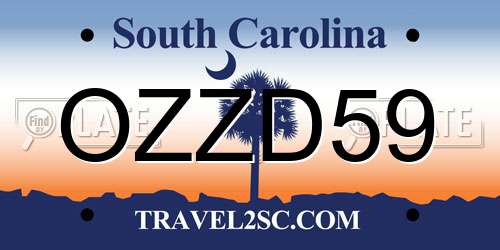 OZZD59 South Carolina License Plate