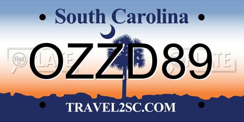 OZZD89 South Carolina License Plate