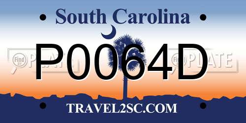 P0064D South Carolina License Plate