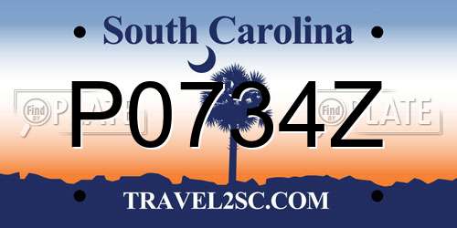 P0734Z South Carolina License Plate