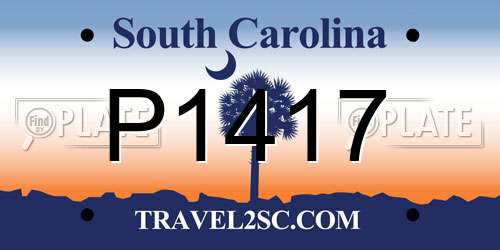 P1417 South Carolina License Plate