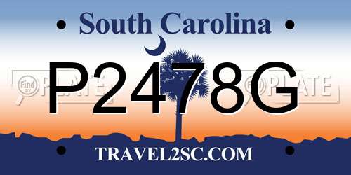 P2478G South Carolina License Plate