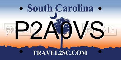 P2A0VS South Carolina License Plate