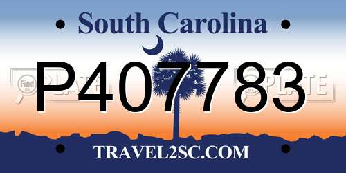 P407783 South Carolina License Plate