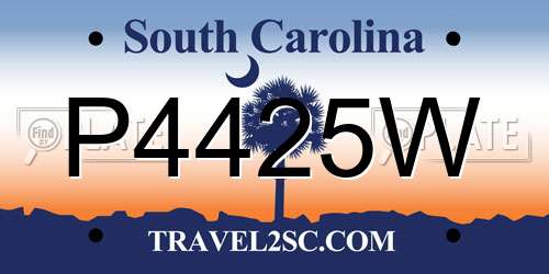 P4425W South Carolina License Plate
