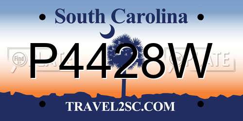 P4428W South Carolina License Plate