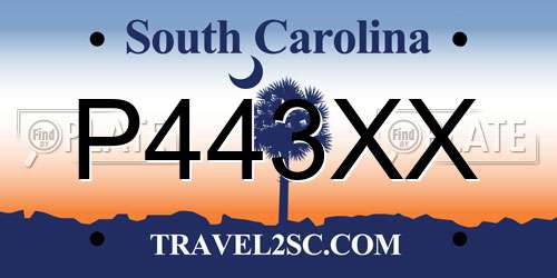 P443XX South Carolina License Plate