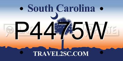 P4475W South Carolina License Plate