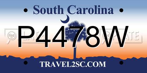 P4478W South Carolina License Plate