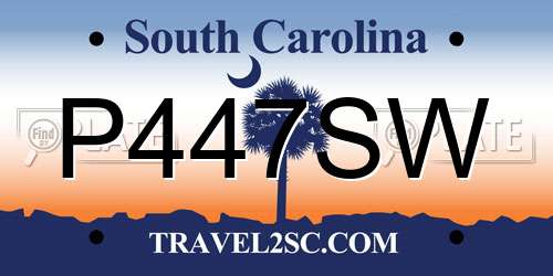 P447SW South Carolina License Plate