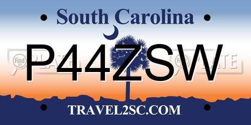 P44ZSW South Carolina License Plate
