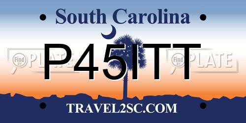 P45ITT South Carolina License Plate