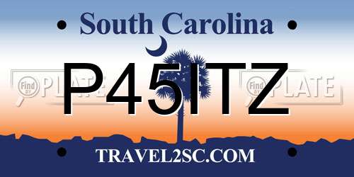 P45ITZ South Carolina License Plate