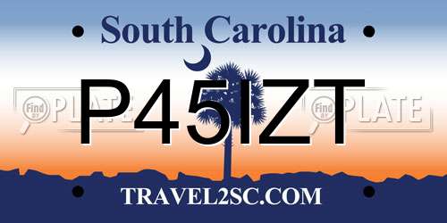 P45IZT South Carolina License Plate