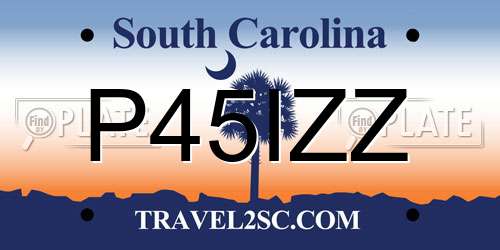 P45IZZ South Carolina License Plate
