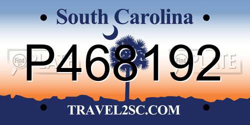 P468192 South Carolina License Plate