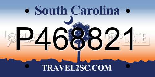 P468821 South Carolina License Plate