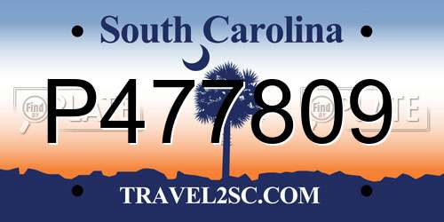 P477809 South Carolina License Plate