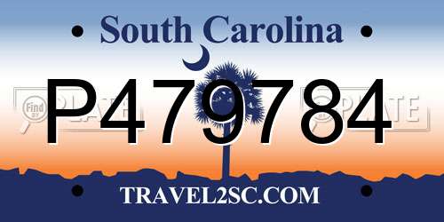 P479784 South Carolina License Plate