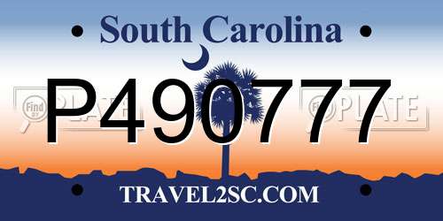 P490777 South Carolina License Plate