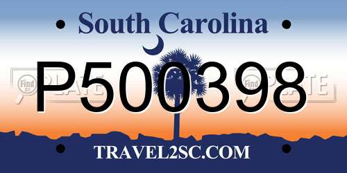 P500398 South Carolina License Plate