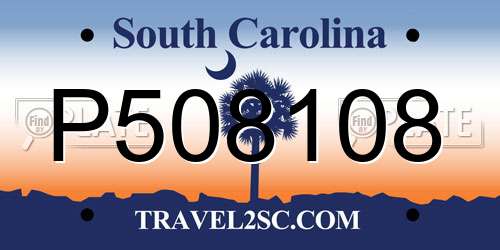 P508108 South Carolina License Plate