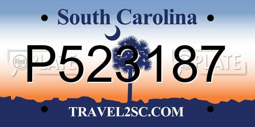 P523187 South Carolina License Plate